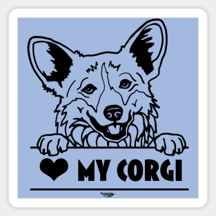 Heart My Corgi Illustration Sticker